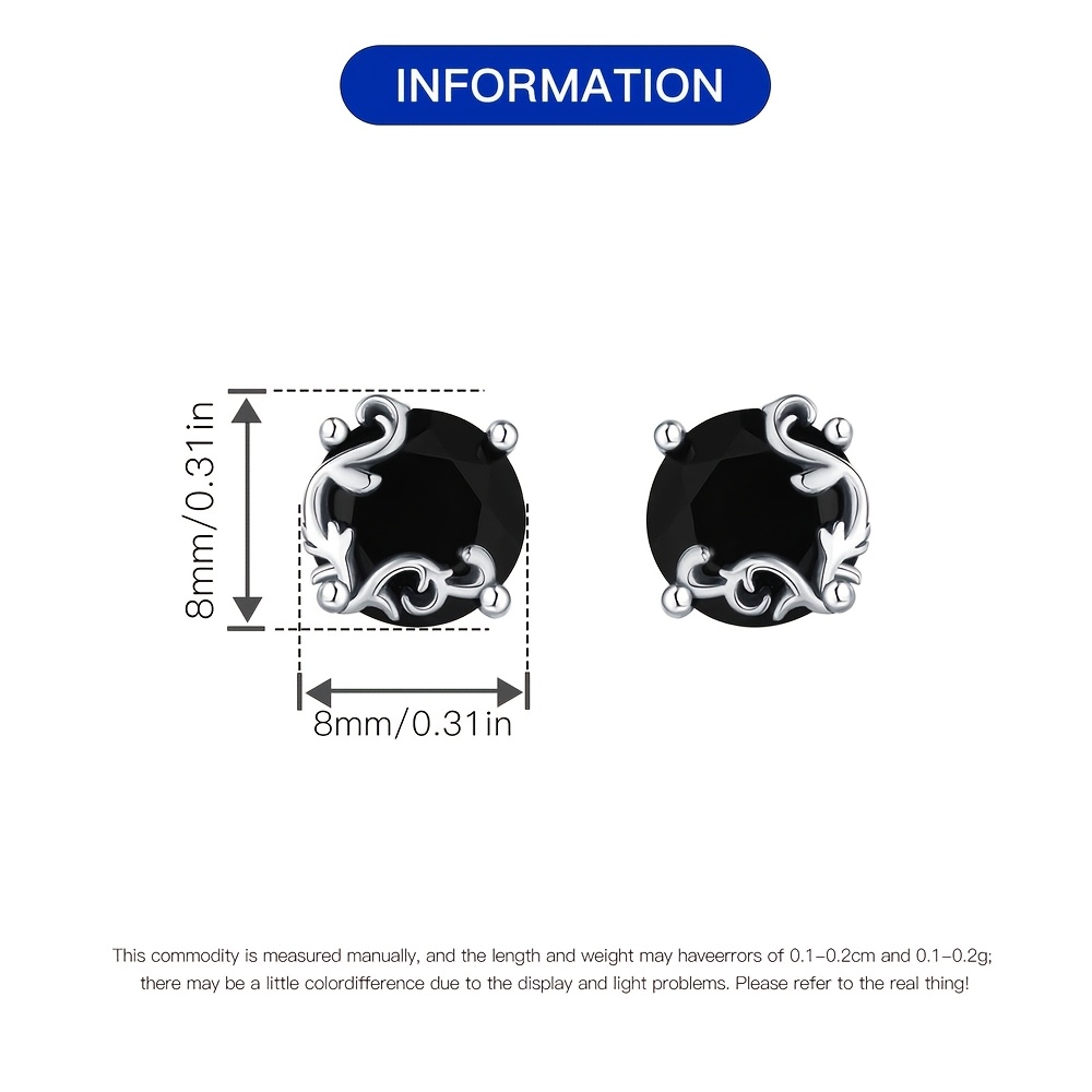 Hypoallergenic Black Stone Stud Earrings for Women